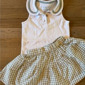Rylee + Cru White and Green Kids Matching Set NWOT